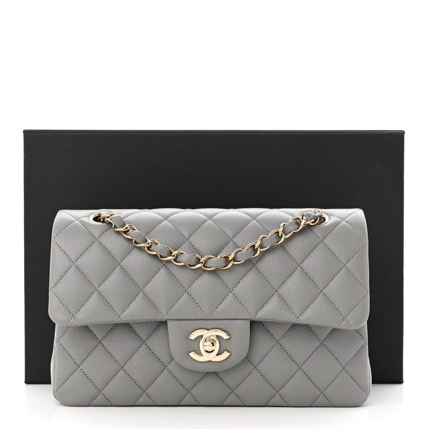 Chanel Caviar Quilted Small Double Flap Grey 11 of 11