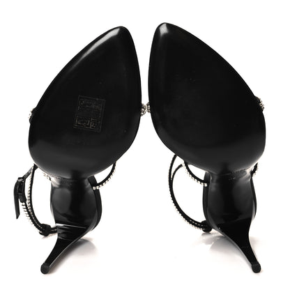 Saint Laurent Crepe Satin Strass 110 Ankle Strap Sandals 38 Black 5 of 8