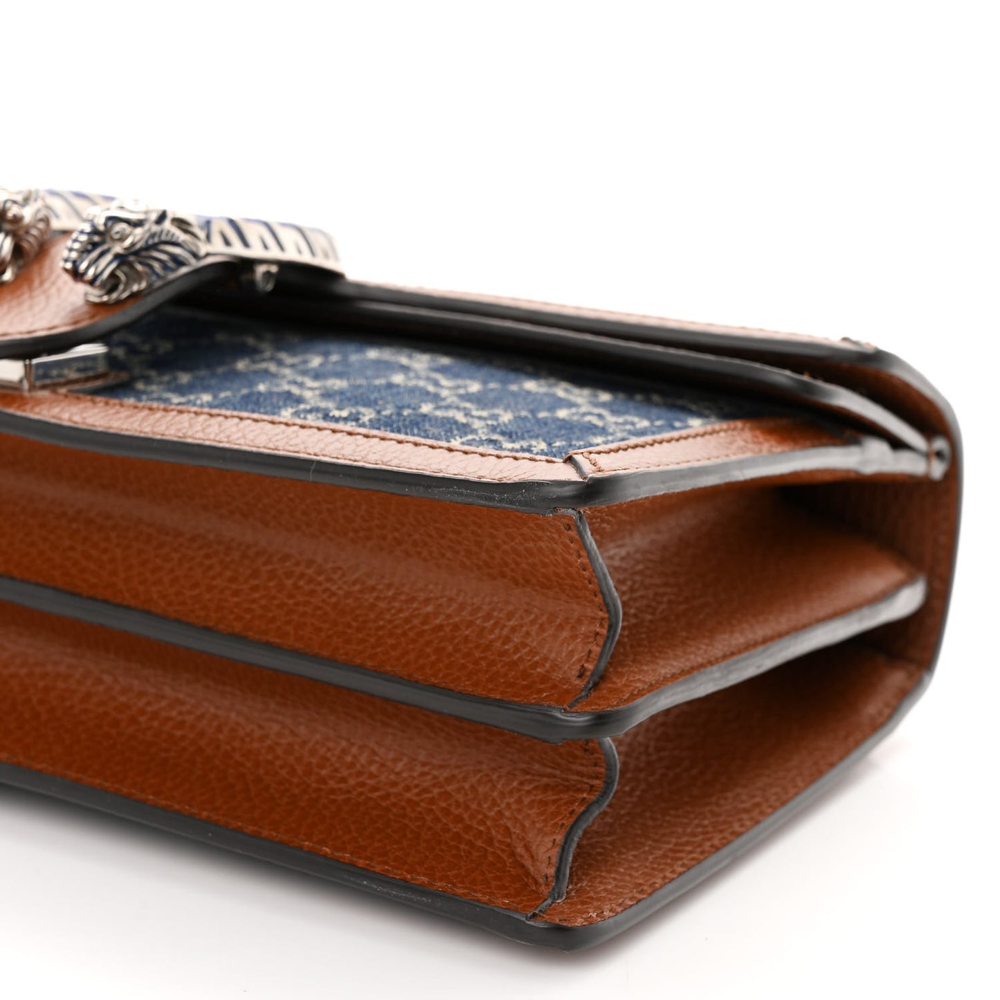 New Denim GG Monogram Dollar Calfskin Enamel Small Dionysus Shoulder Bag Blue Tea Cuir Epilog Electric Blue
