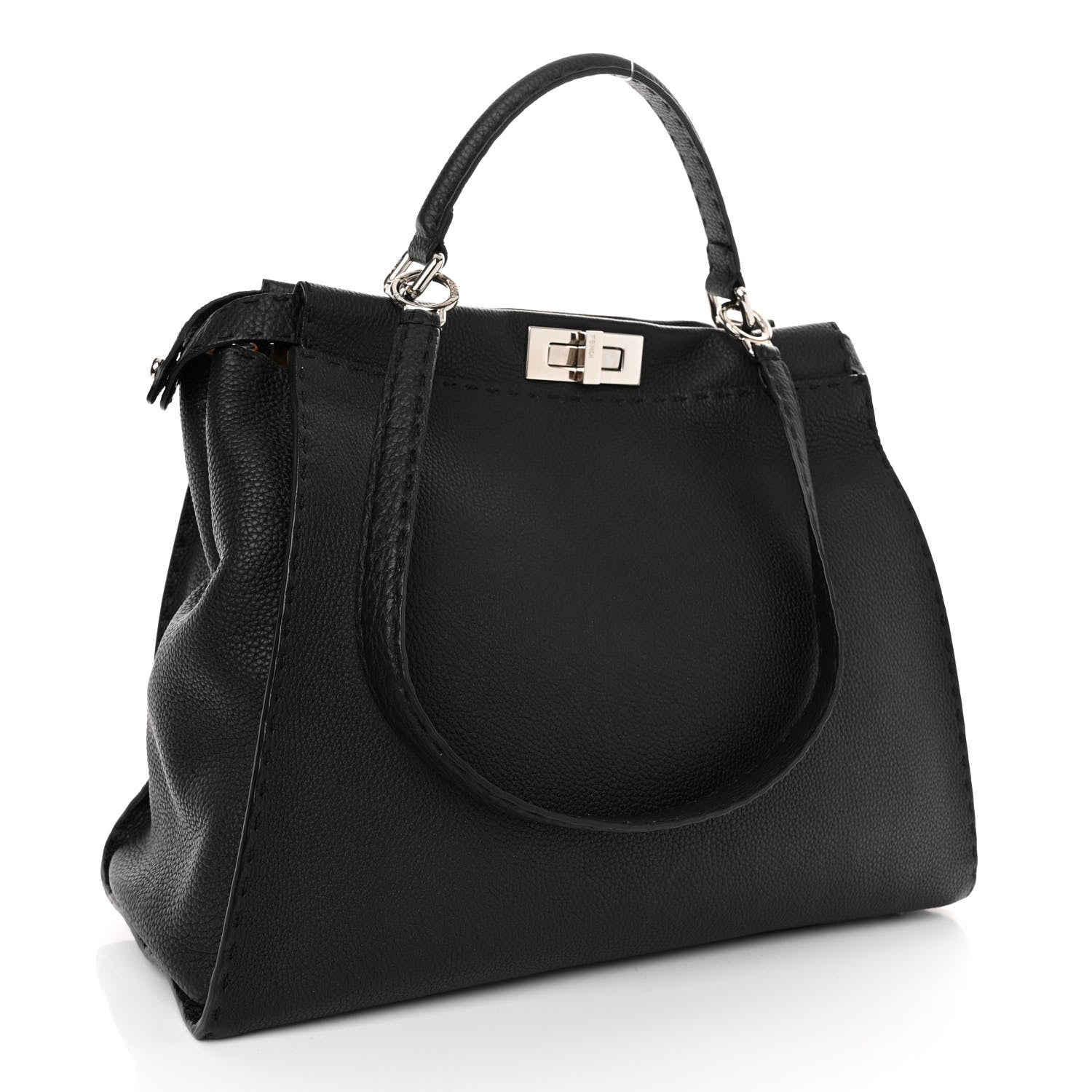 Fendi Cuoio Romano Selleria Bi-Color Large Peekaboo Iconic Satchel Black Mou 3 of 11