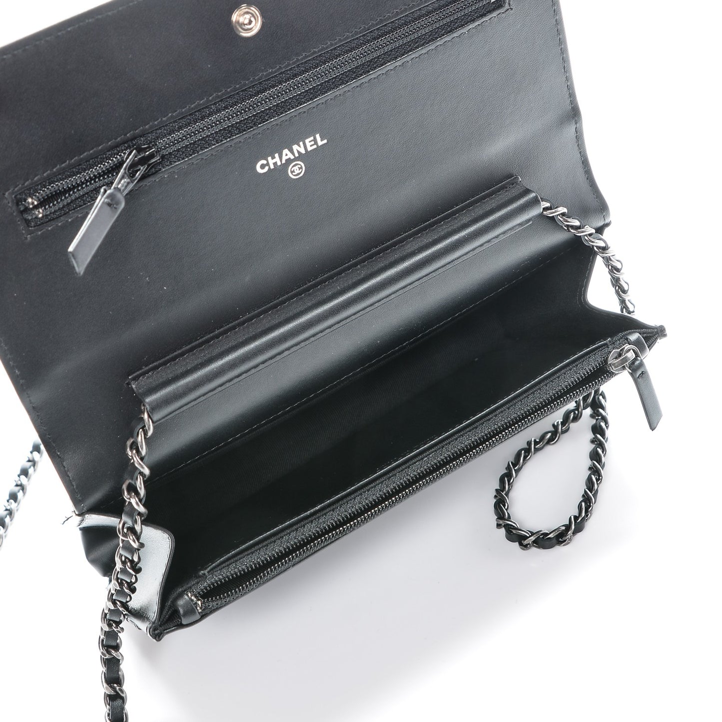 Aged Calfskin Quilted Lucky Charms 2.55 Reissue Wallet On Chain WOC Black