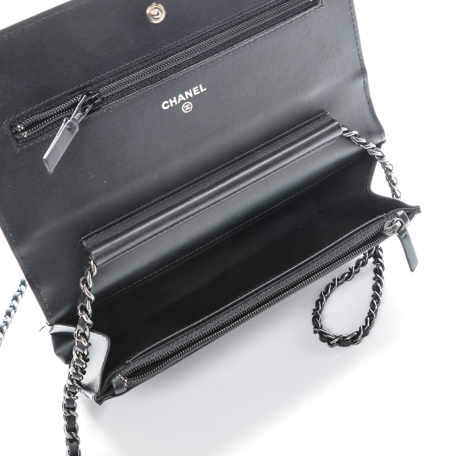 Chanel Aged Calfskin Quilted Lucky Charms 2.55 Reissue Wallet On Chain WOC Black 5 of 8