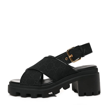 Gucci Monogram Granada Kid Trip 40/72mm Lug Sole Sandals 38 Black 1 of 8