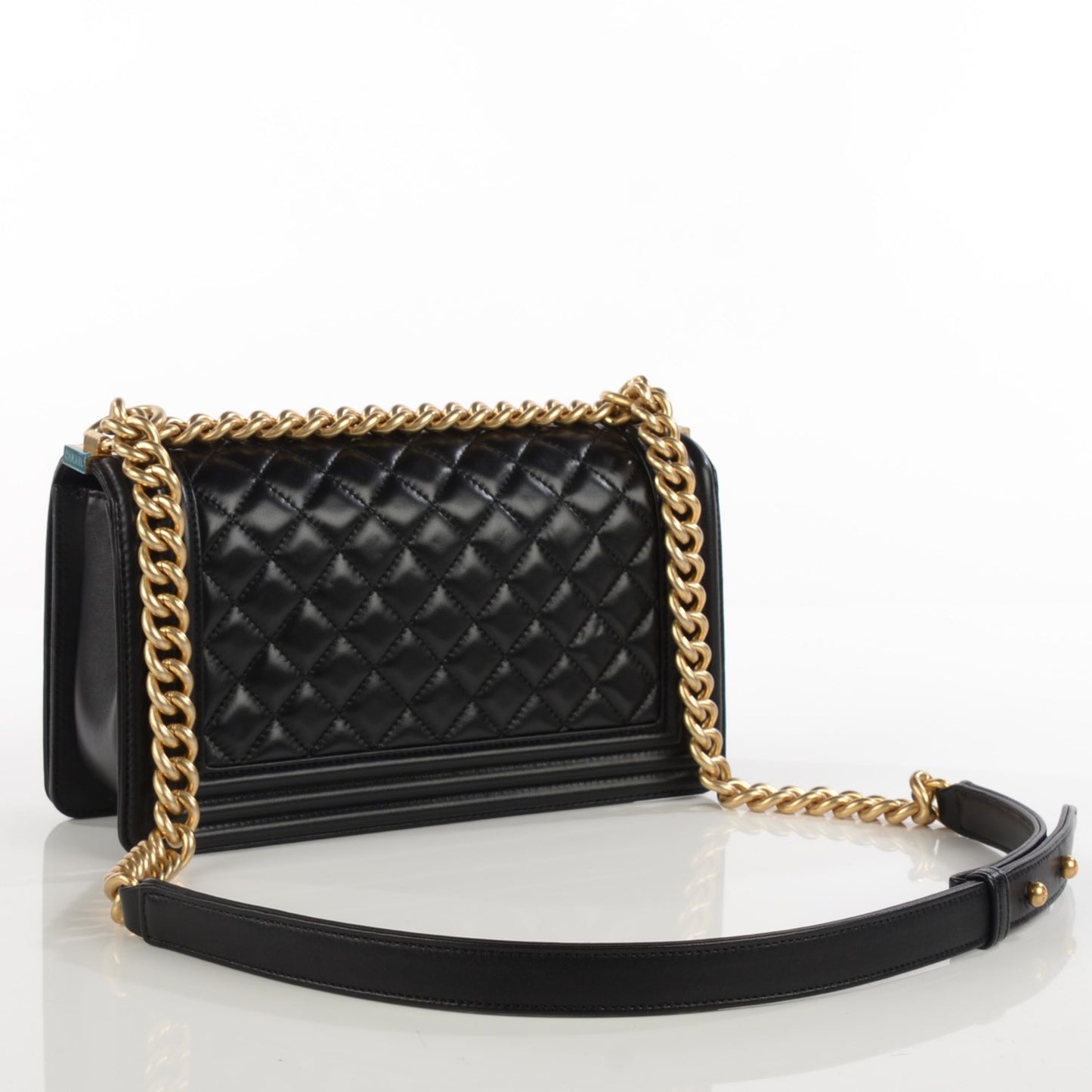 Lambskin Quilted Medium Boy Flap Black
