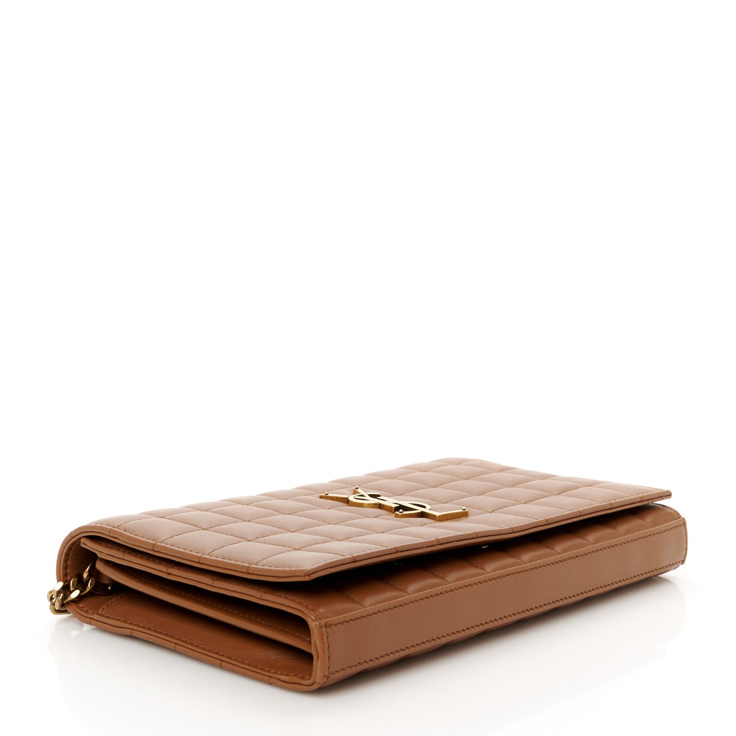 Lambskin Carre Quilted Cassandre Chain Wallet Brown