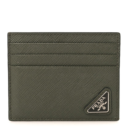 Prada Saffiano Triangle Card Holder Loden 1 of 8