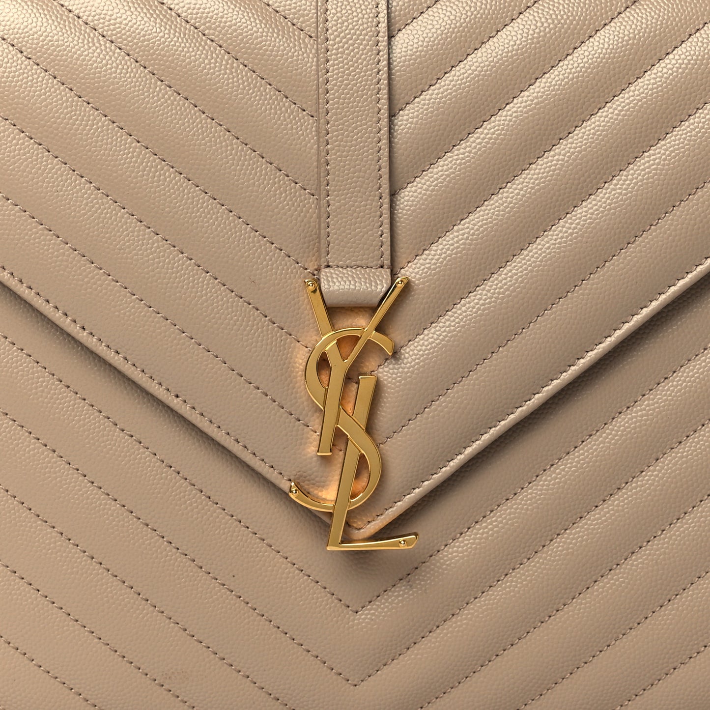 Grain De Poudre Matelasse Chevron Large Monogram Satchel Dark Beige