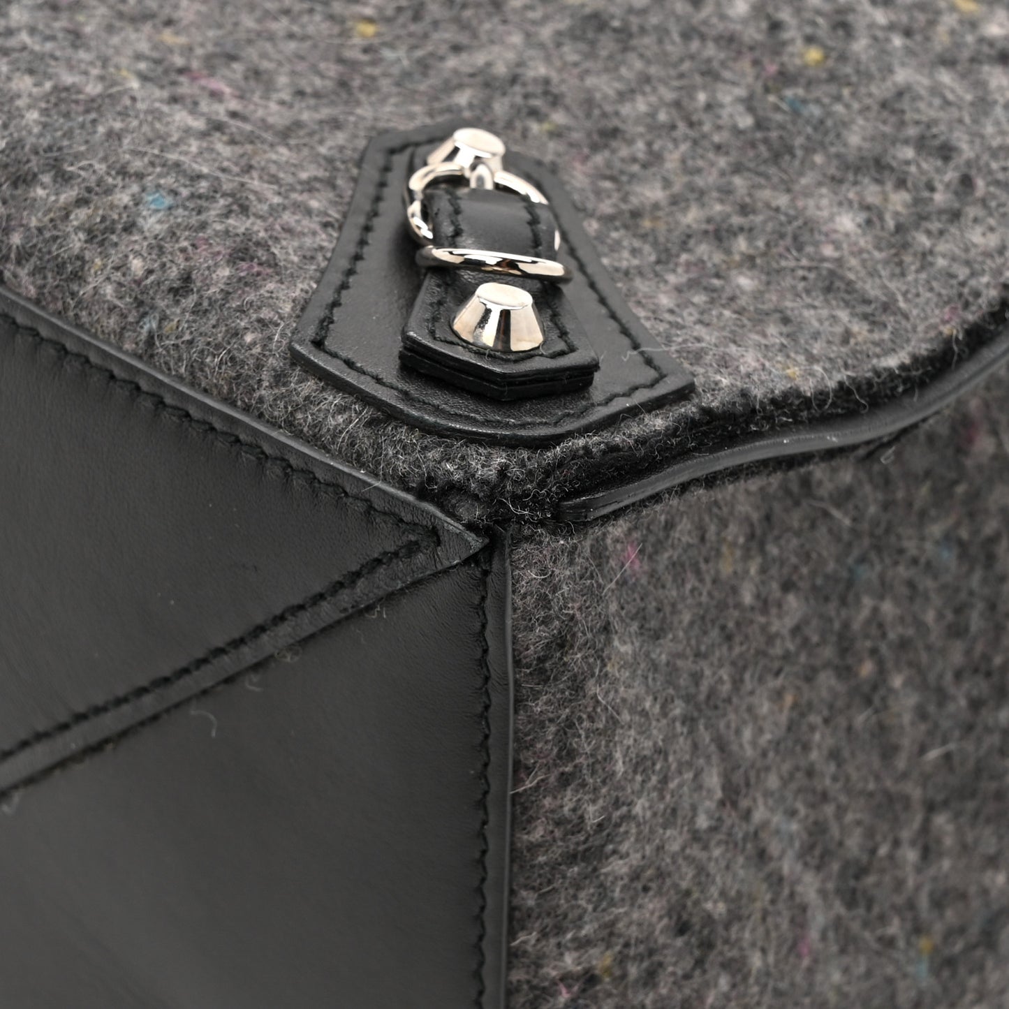 Felt Calfskin Papier A4 Tote Grey Black