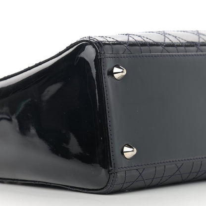 Christian Dior Patent Cannage Stitched Large Lady Dior Dark Navy Blue 9 of 13