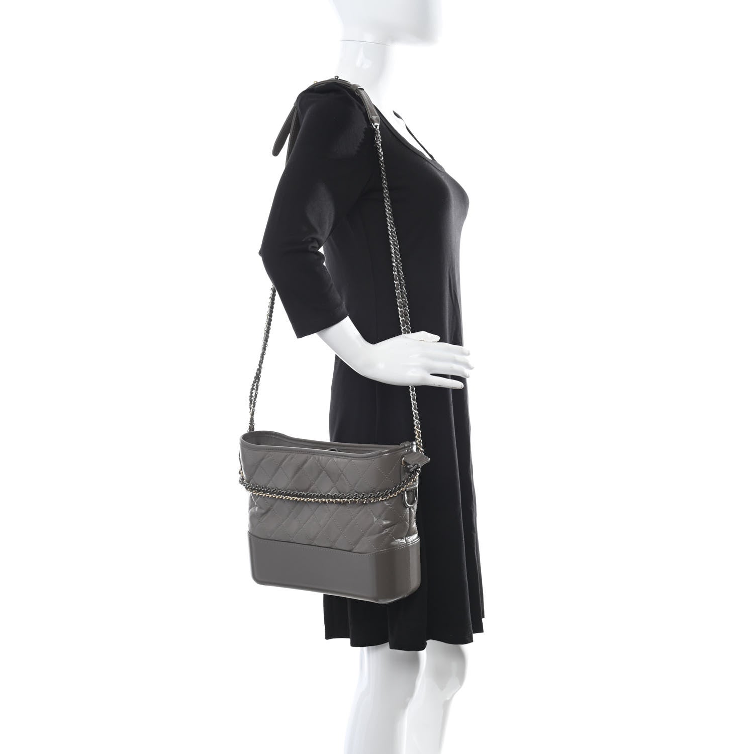 Chanel Aged Calfskin Quilted Medium Gabrielle Hobo Grey 2 of 12