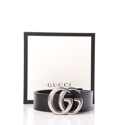 Gucci Textured Dollar Calfskin Nickel Double G 40mm Belt 90 36 Black 7 of 7