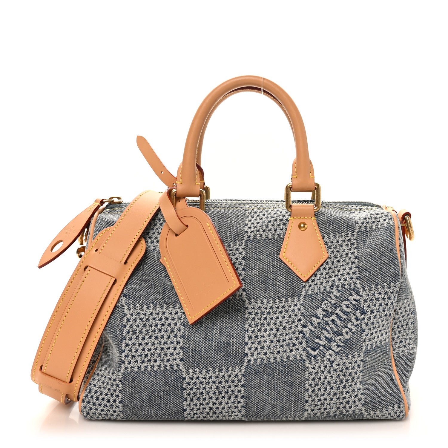 Louis Vuitton Damier Denim 3D Speedy Bandouliere 25 Bleu 1 of 9