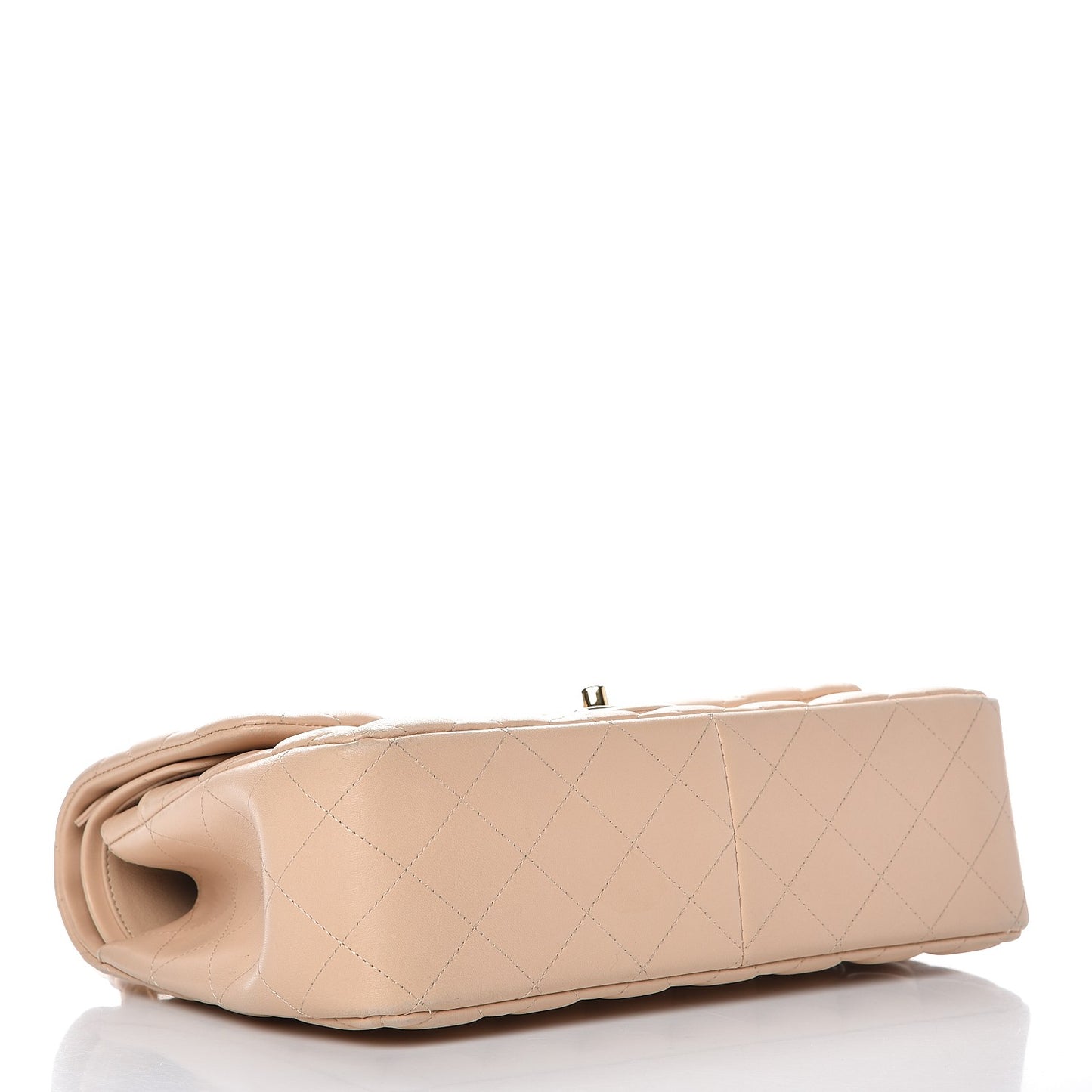 Lambskin Quilted Jumbo Double Flap Beige Clair