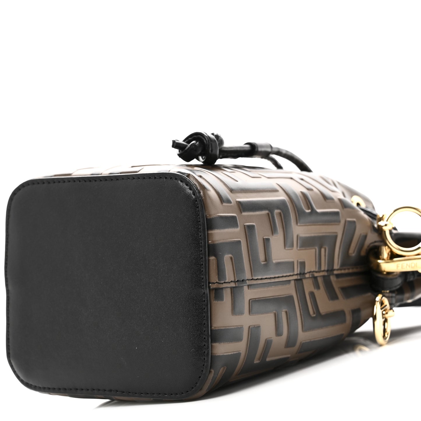 Vitello Liberty F is Fendi Bi-Color FF 1974 Embossed Mini Mon Tresor Bucket Bag Maya Black
