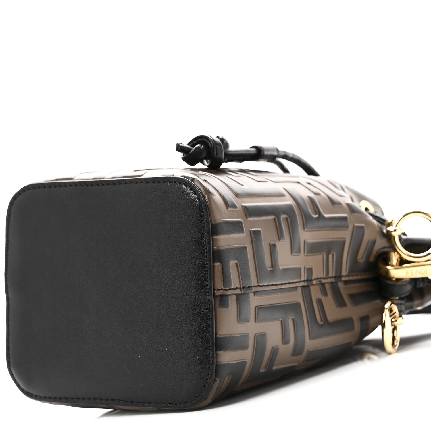 Fendi Vitello Liberty F is Fendi Bi-Color FF 1974 Embossed Mini Mon Tresor Bucket Bag Maya Black 10 of 10