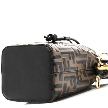 Fendi Vitello Liberty F is Fendi Bi-Color FF 1974 Embossed Mini Mon Tresor Bucket Bag Maya Black 10 of 10
