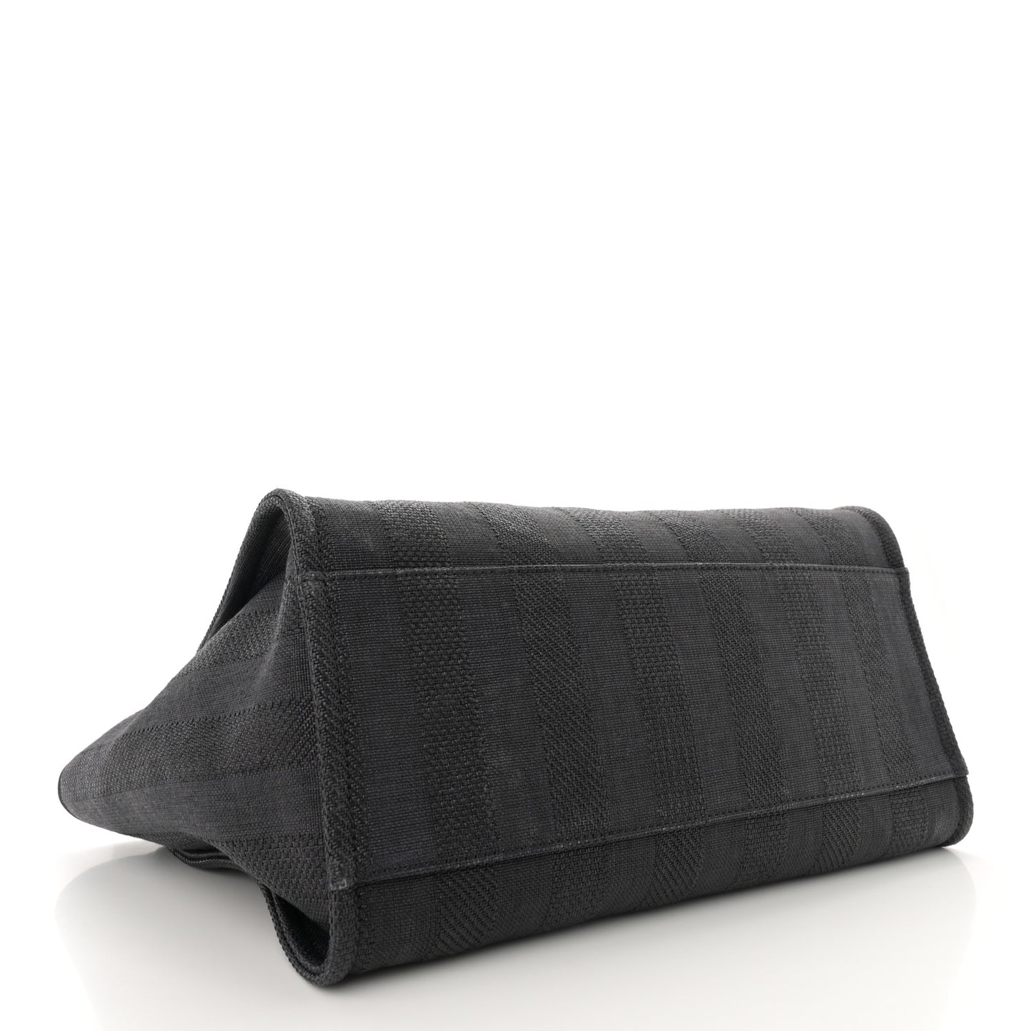 Mixed Fibers Calfskin Striped Medium Deauville Tote Black