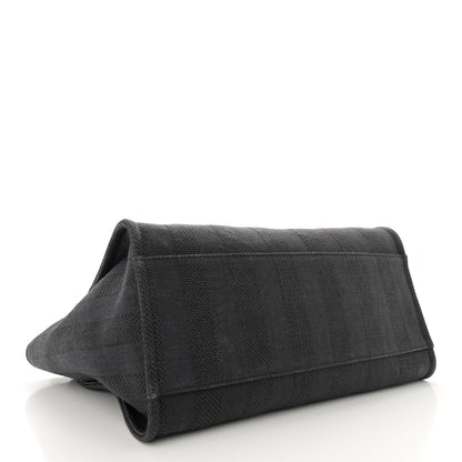 Chanel Mixed Fibers Calfskin Striped Medium Deauville Tote Black 4 of 12