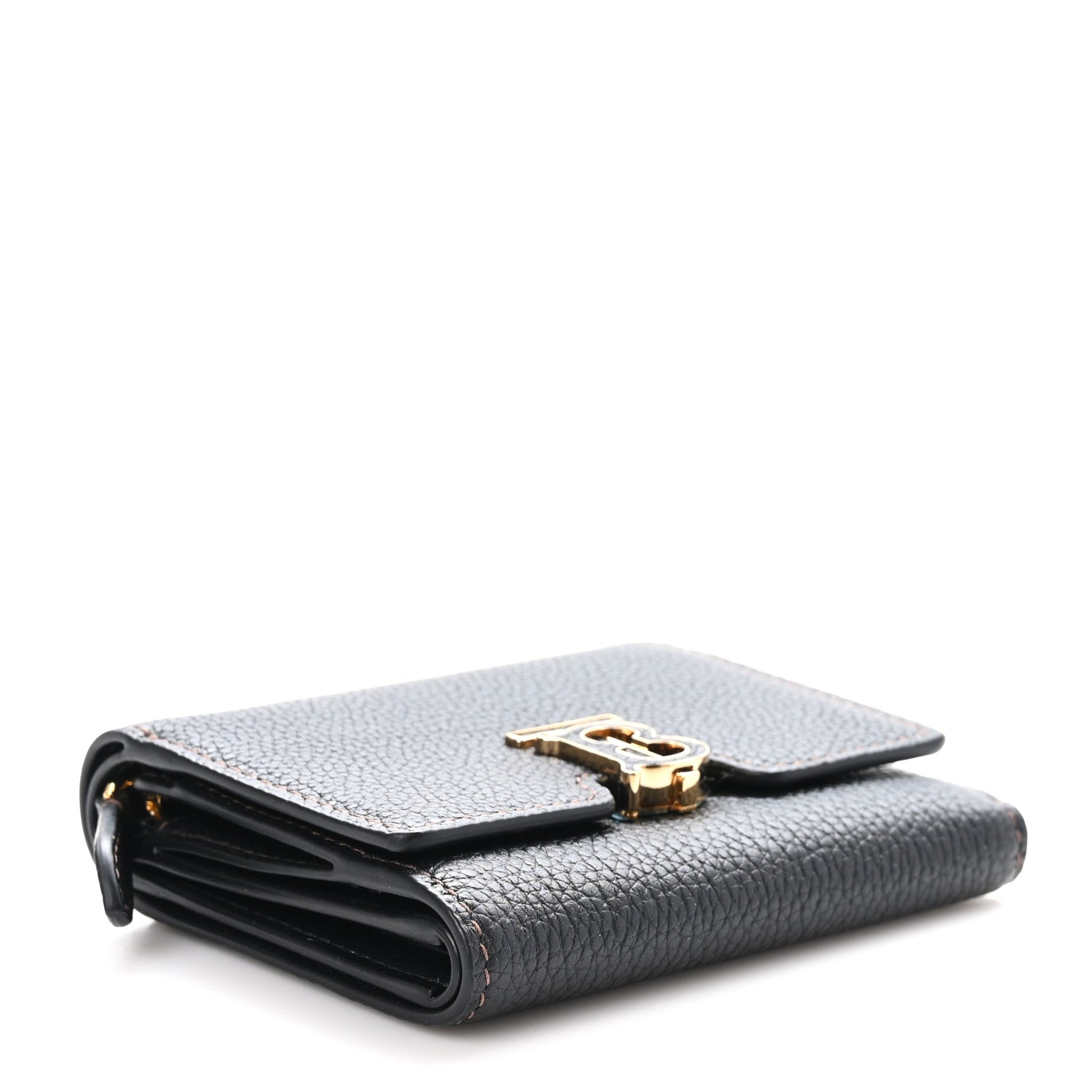 Burberry Grained Calfskin TB Compact Wallet Black 4 of 8
