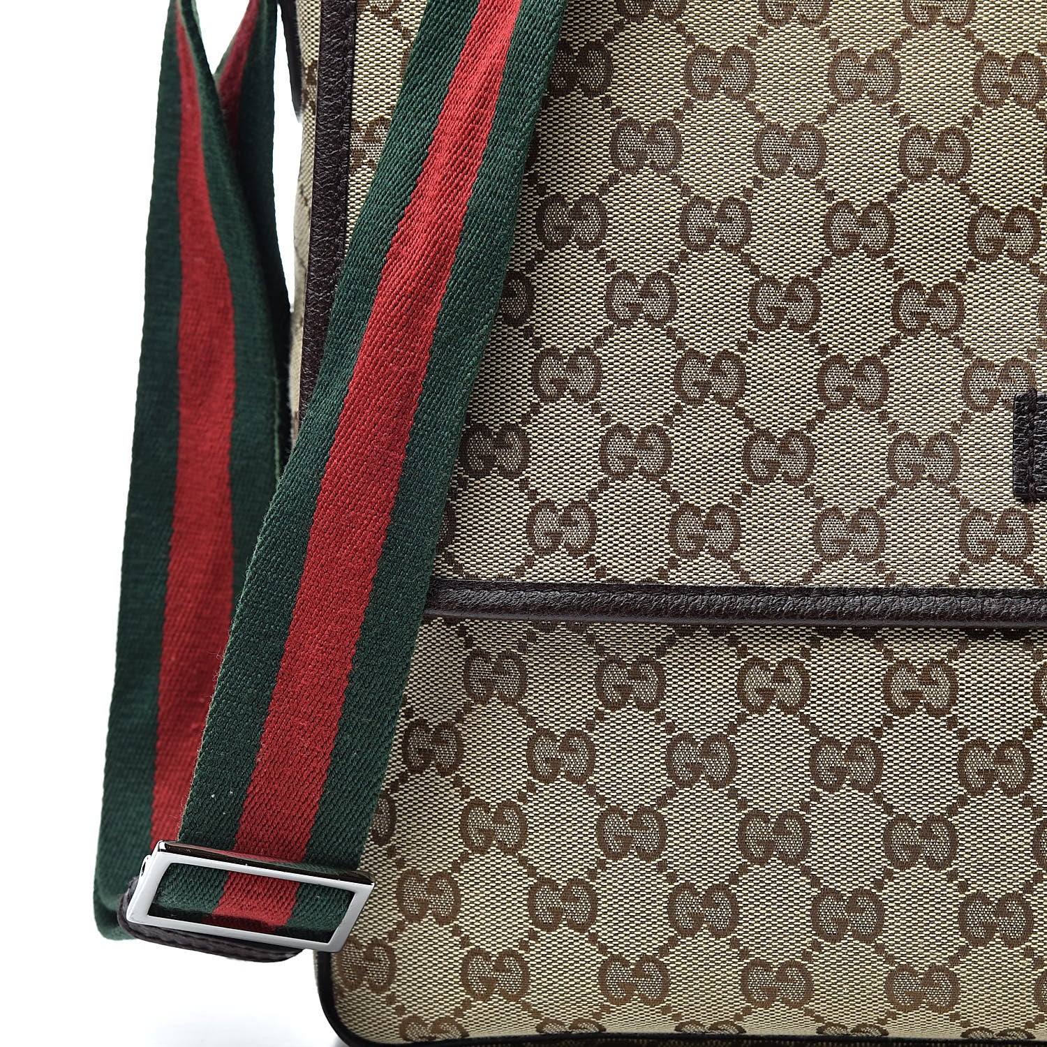Gucci Monogram Web Medium Flap Messenger Beige Dark Brown 8 of 13