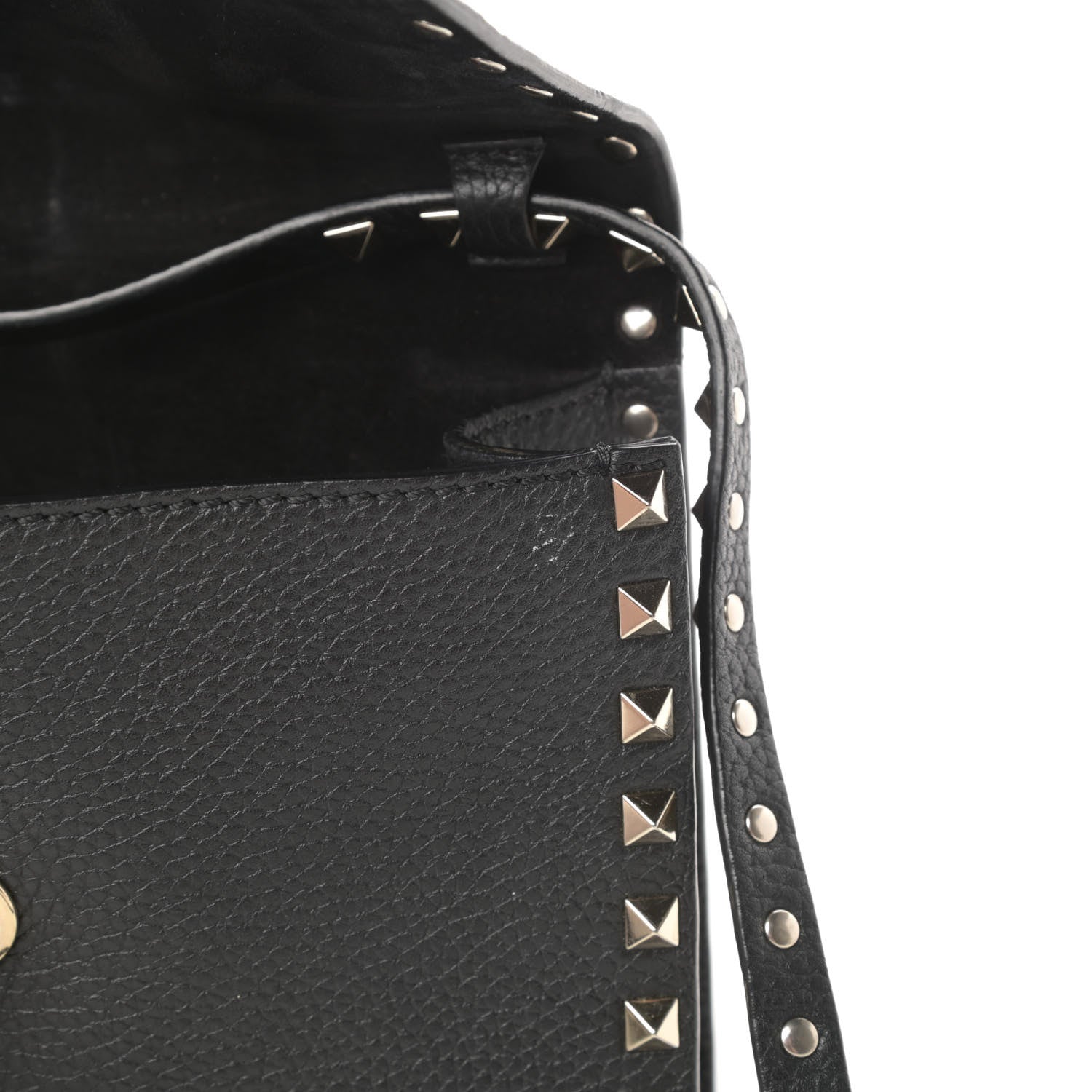 Valentino Garavani Pebbled Calfskin Medium Rockstud Flip Lock Crossbody Bag Black 12 of 13
