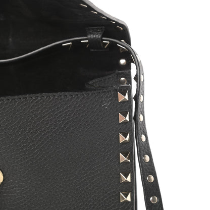 Valentino Garavani Pebbled Calfskin Medium Rockstud Flip Lock Crossbody Bag Black 12 of 13