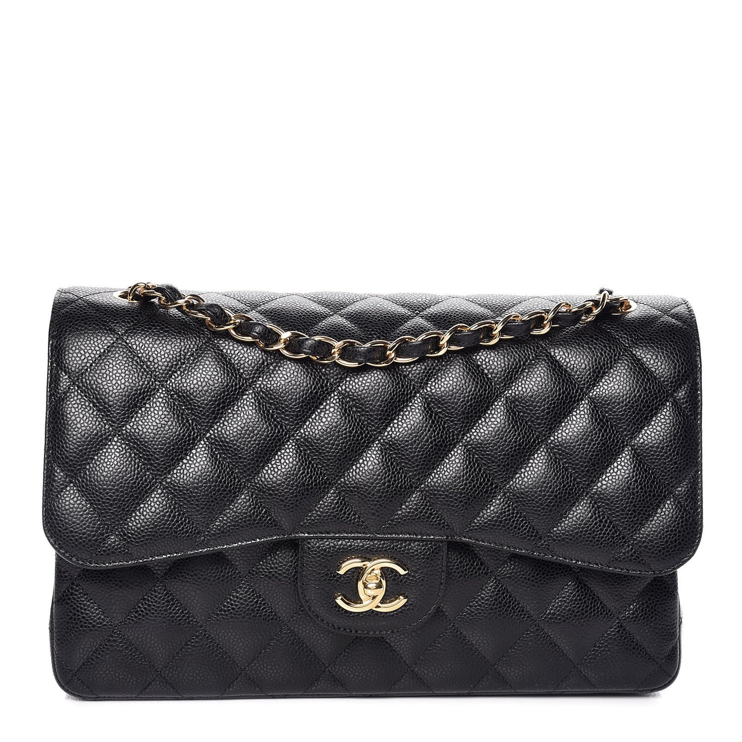 Caviar Quilted Jumbo Double Flap Black