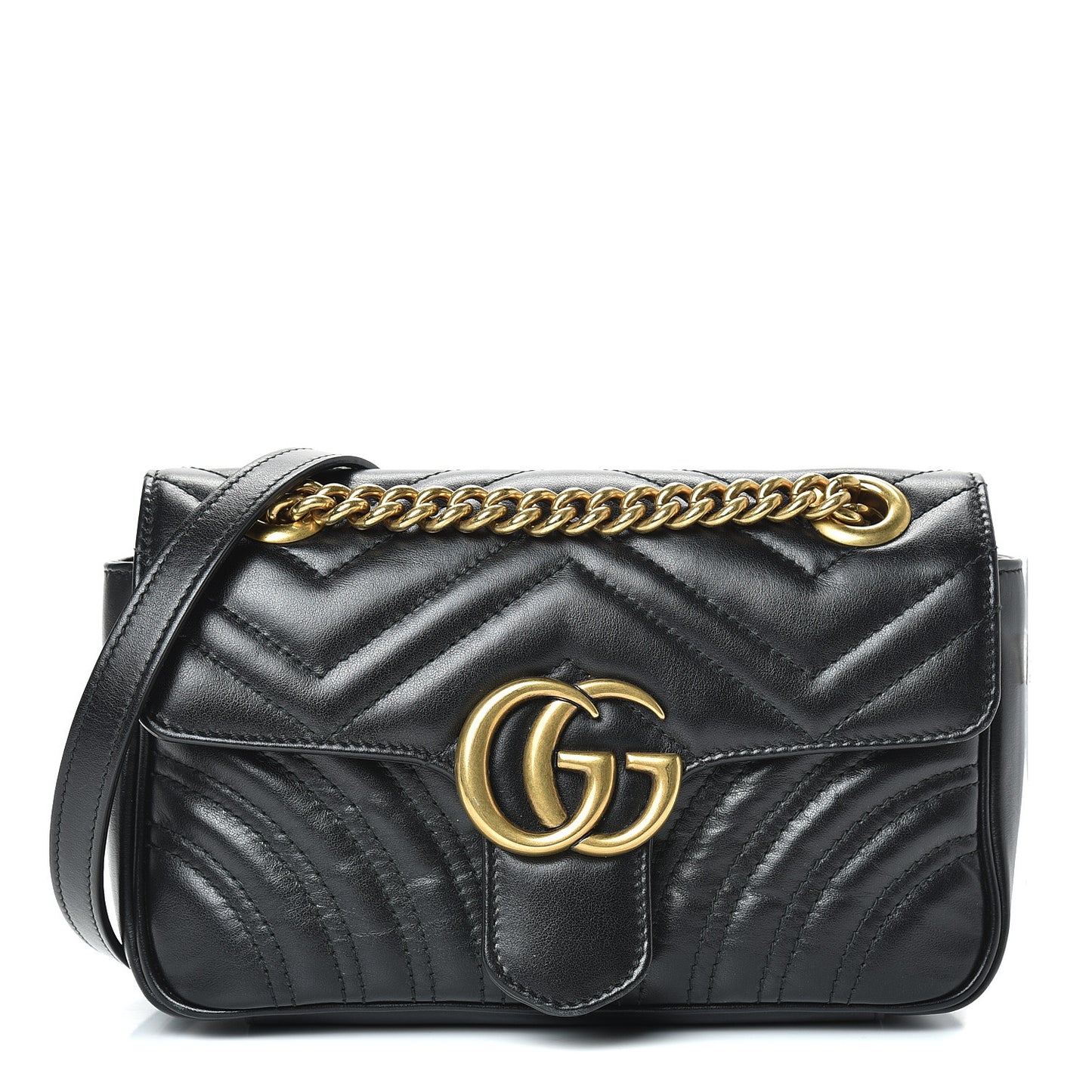 Calfskin Matelasse Mini GG Marmont Shoulder Bag Black