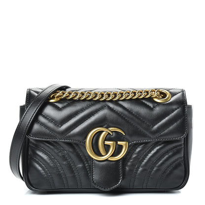Gucci Calfskin Matelasse Mini GG Marmont Shoulder Bag Black 1 of 14