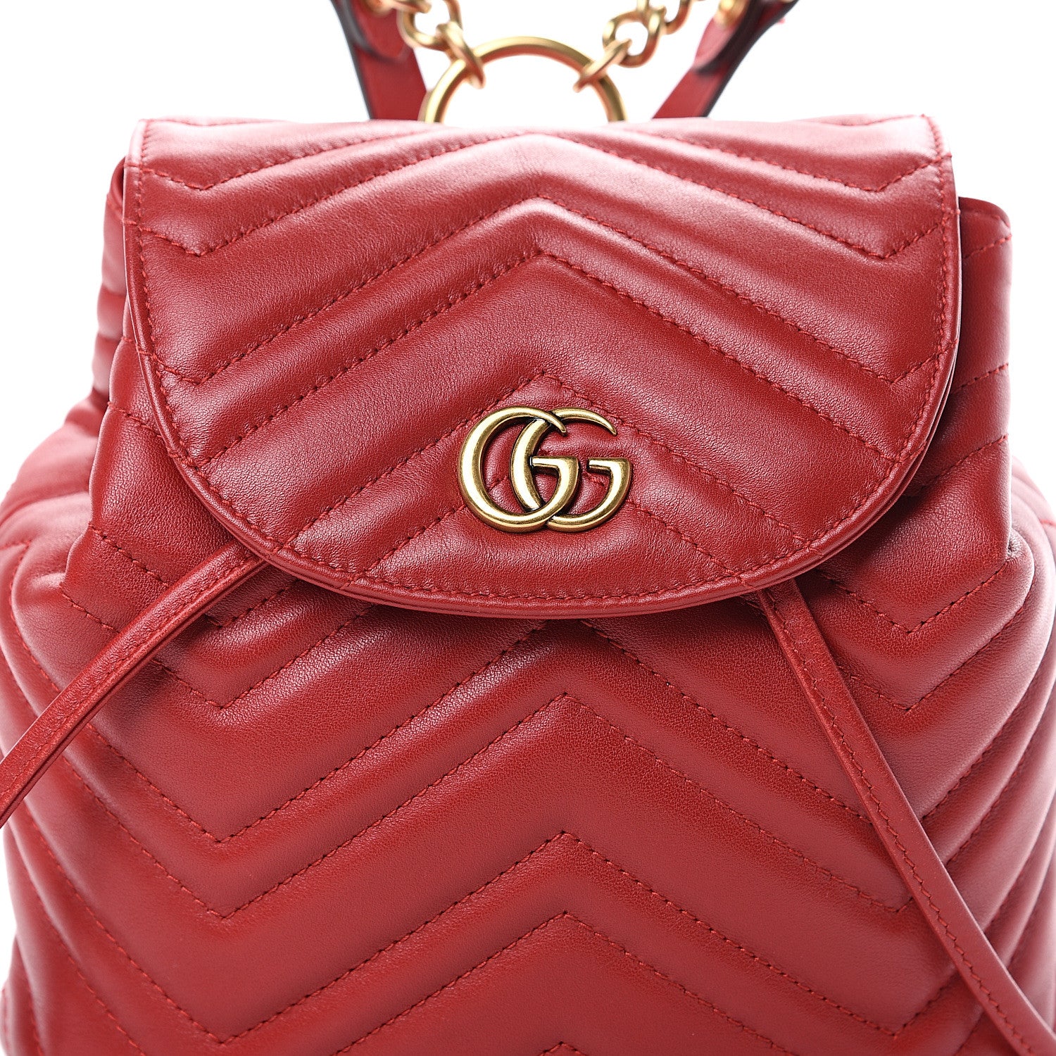 Gucci Calfskin Matelasse GG Marmont Flap Backpack Hibiscus Red 7 of 12
