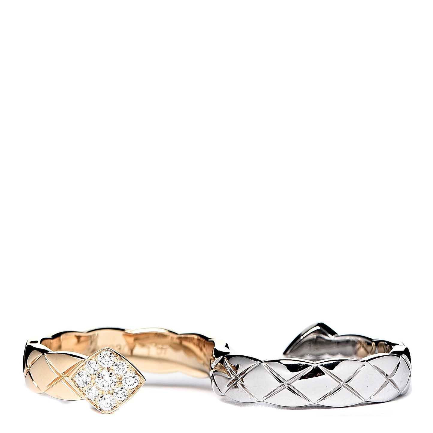 18K Yellow White Gold Diamond Coco Crush Two Finger Ring
