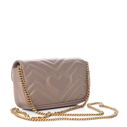 Gucci Calfskin Matelasse Super Mini GG Marmont Shoulder Bag Porcelain Rose 3 of 11