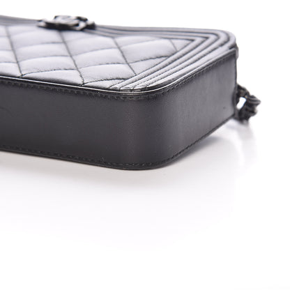 Chanel Lambskin Quilted Small Boy Clutch With Chain So Black 12 of 14