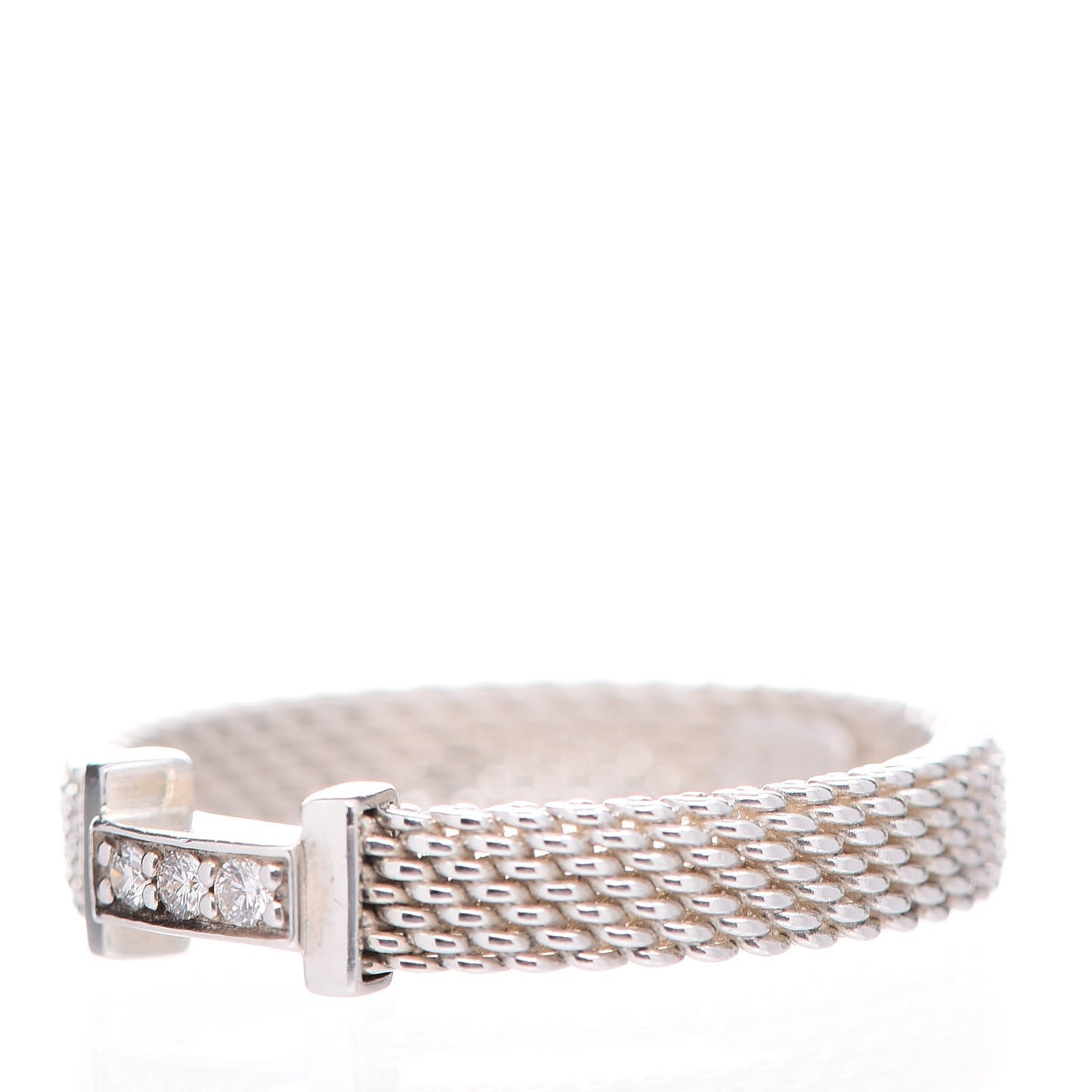 Sterling Silver Diamond Somerset Mesh Band Ring 55 7.25
