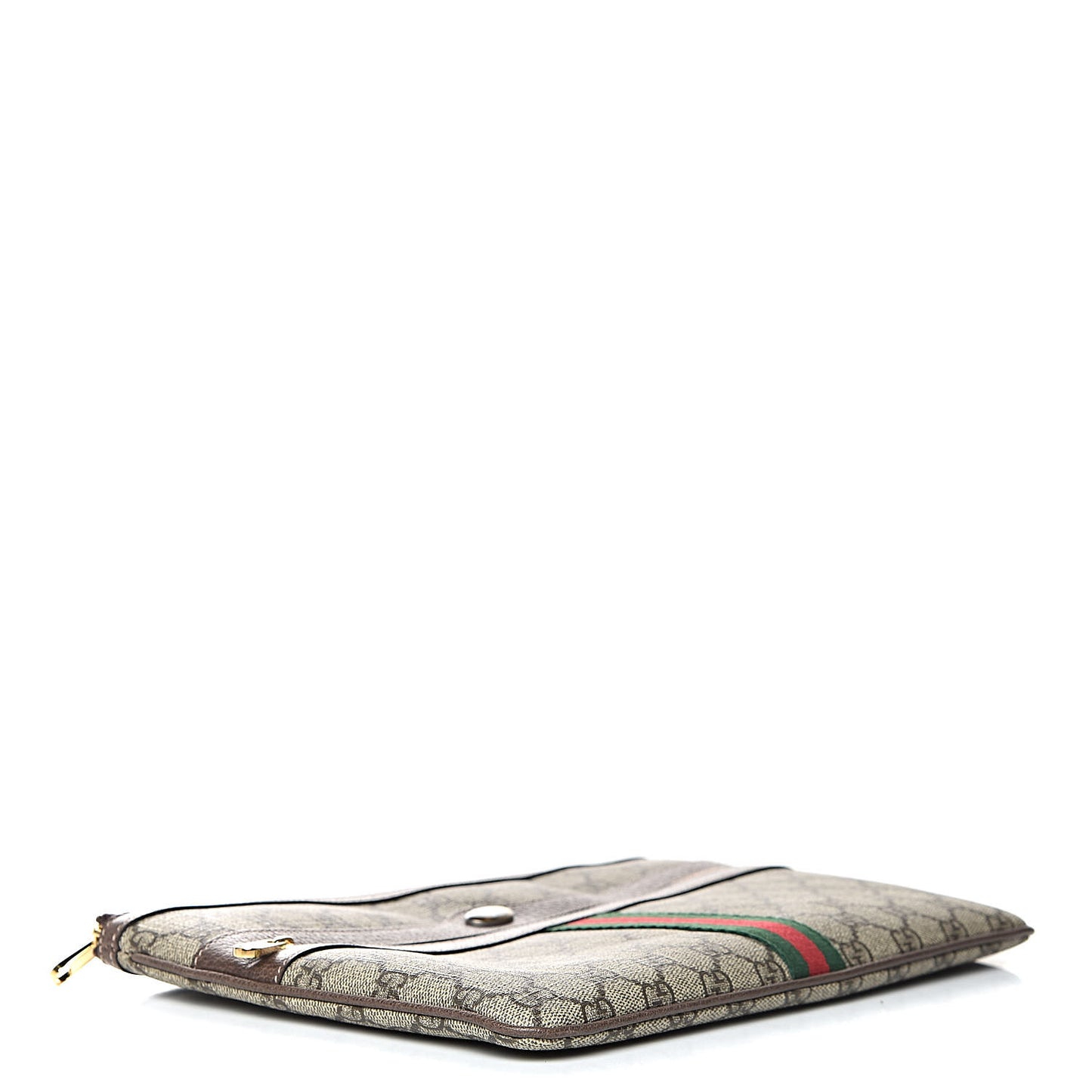 GG Supreme Monogram Large Ophidia Pouch Clutch Brown