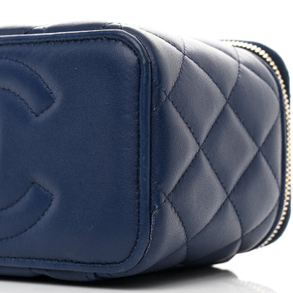 Chanel Lambskin Quilted Small Top Handle Vanity Case With Chain Navy 10 of 12
