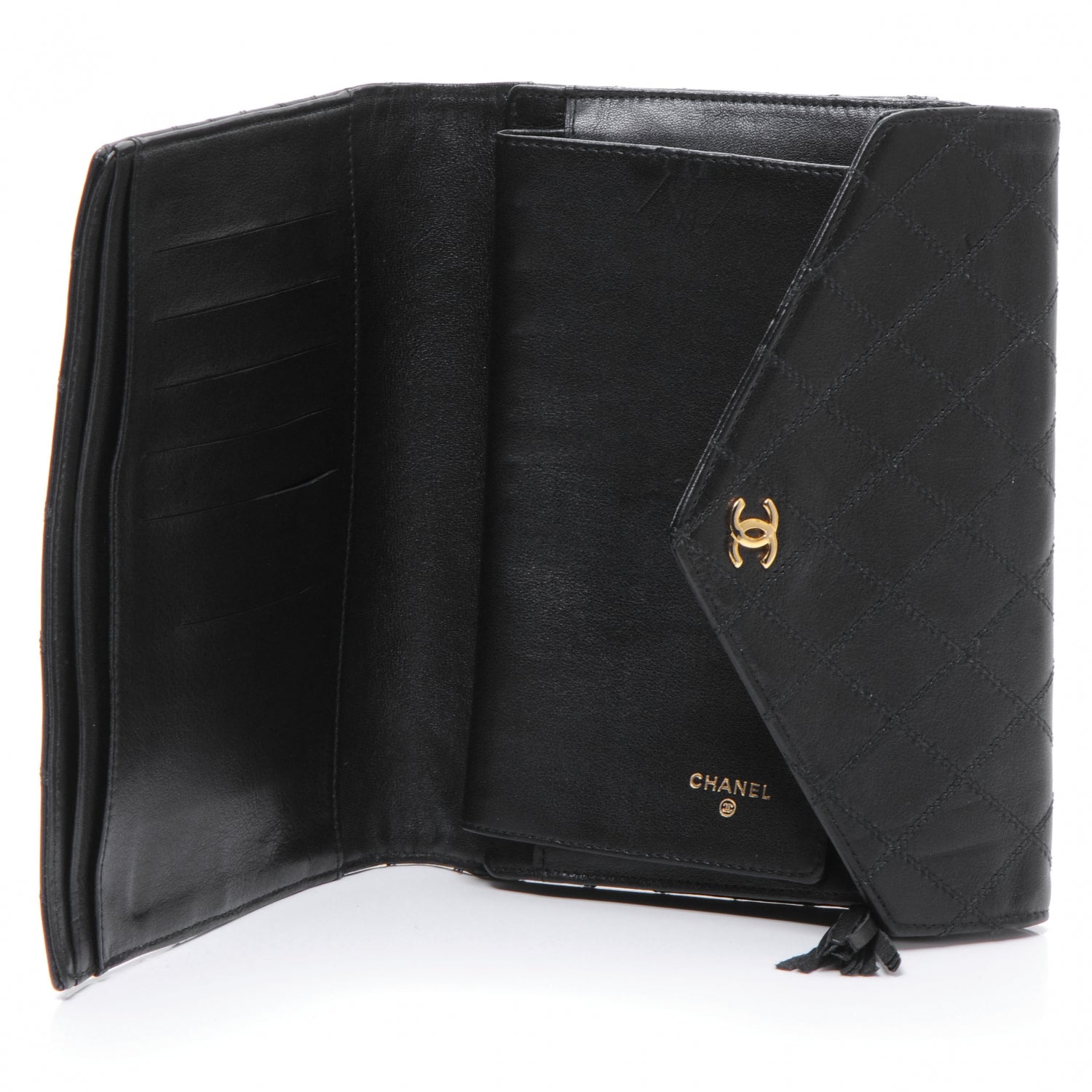 Chanel Diamond Stitch Compact Wallet Black 5 of 8