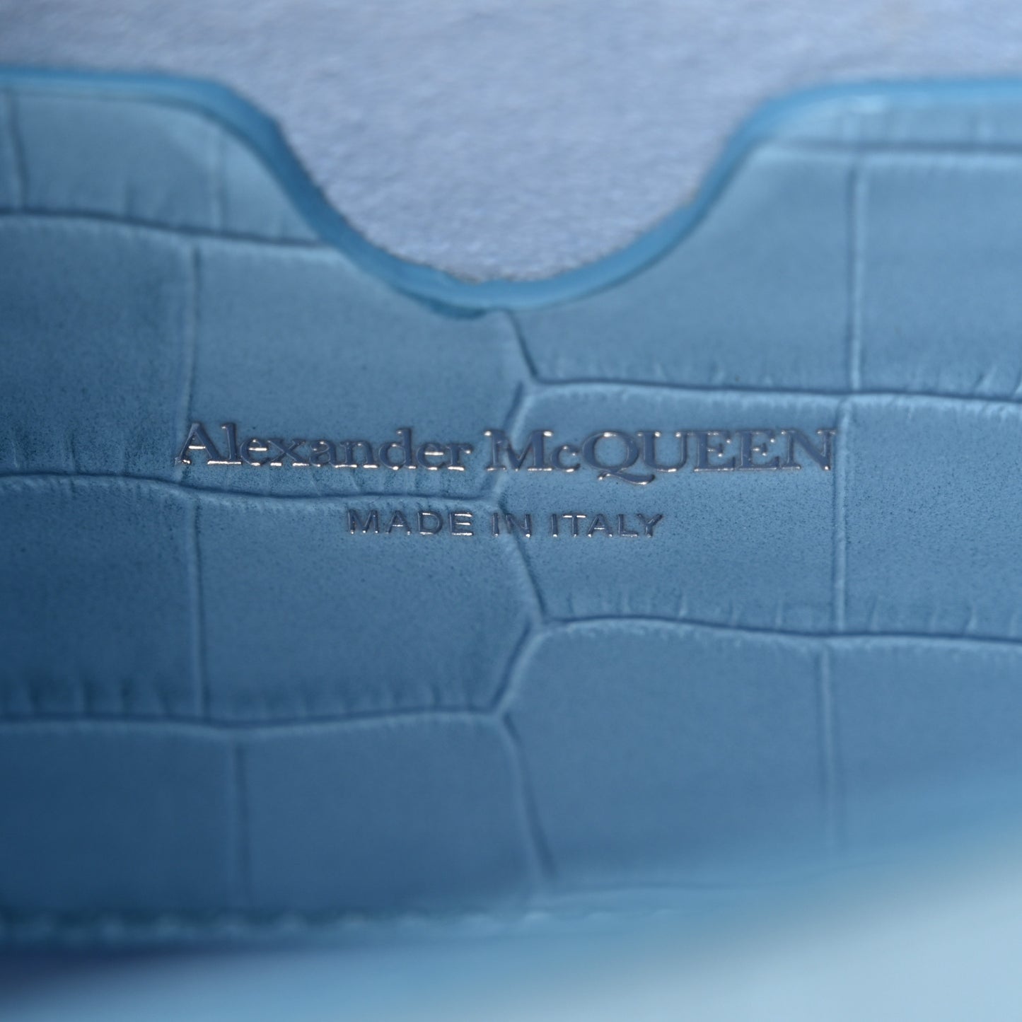 Calfskin Crocodile Embossed Skull Mini Crossbody Bag Blue