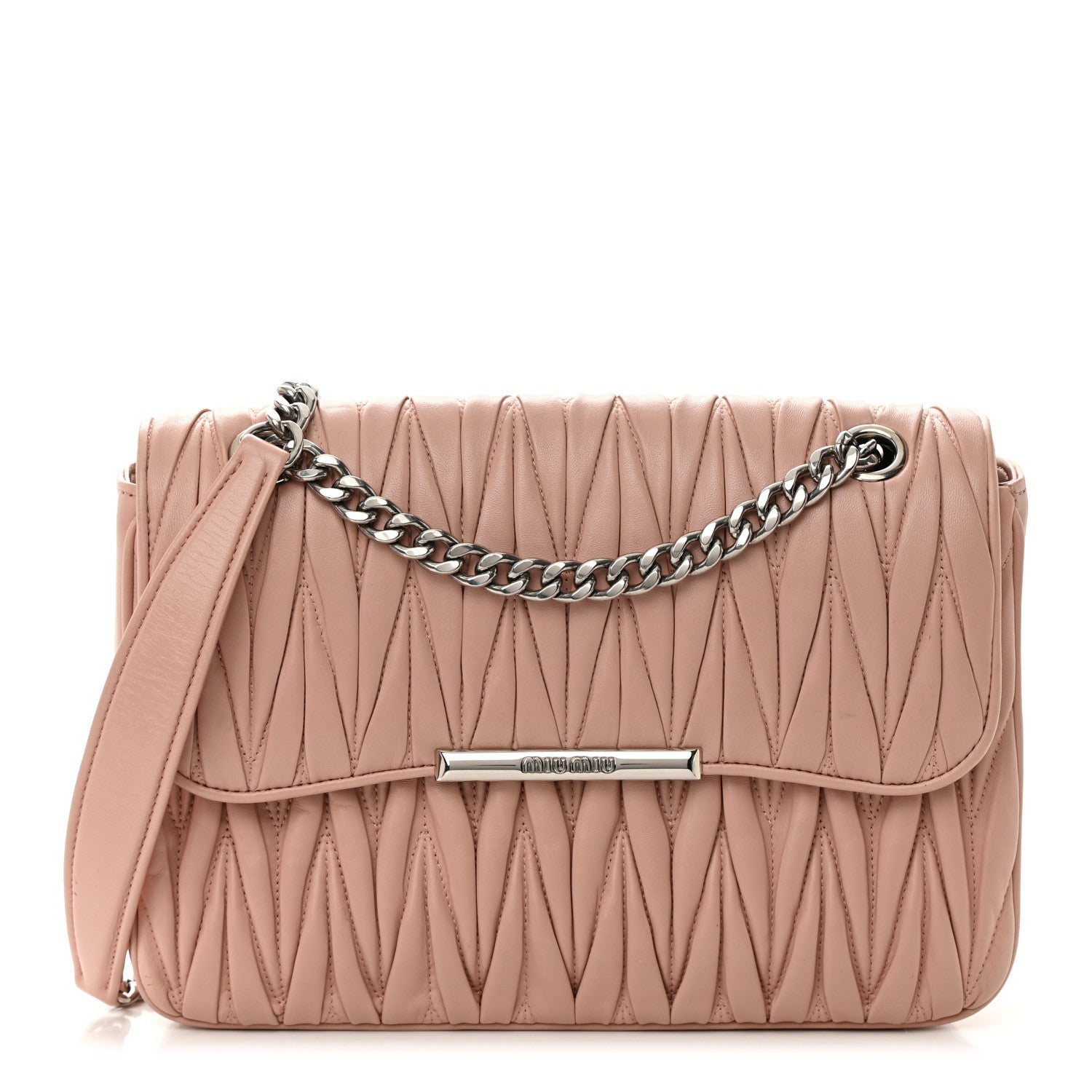 Miu Miu Nappa Matelasse Chain Flap Shoulder Bag Orchidea 1 of 19