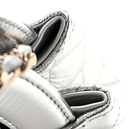 Chanel Metallic Aged Calfskin Quilted Nano Kelly Shopper Silvery 13 of 14
