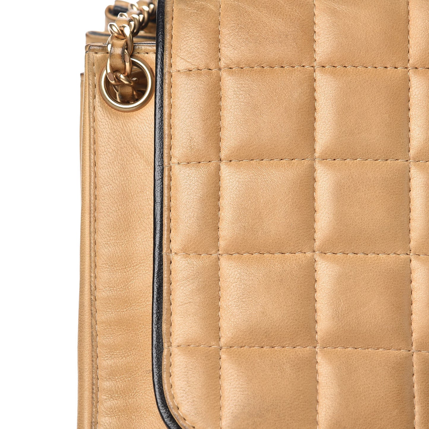 Lambskin Chocolate Bar Accordion Flap Beige
