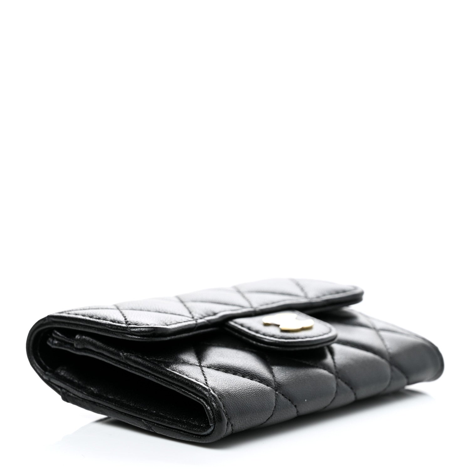 Chanel Lambskin Quilted Flap Card Holder Wallet Black 4 of 11