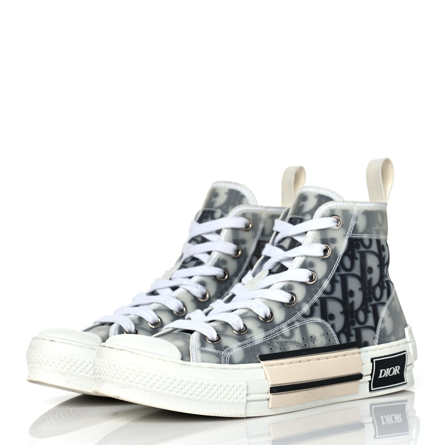 Christian Dior Technical Canvas Oblique B23 High Top Sneakers 35.5 White Black 3 of 10