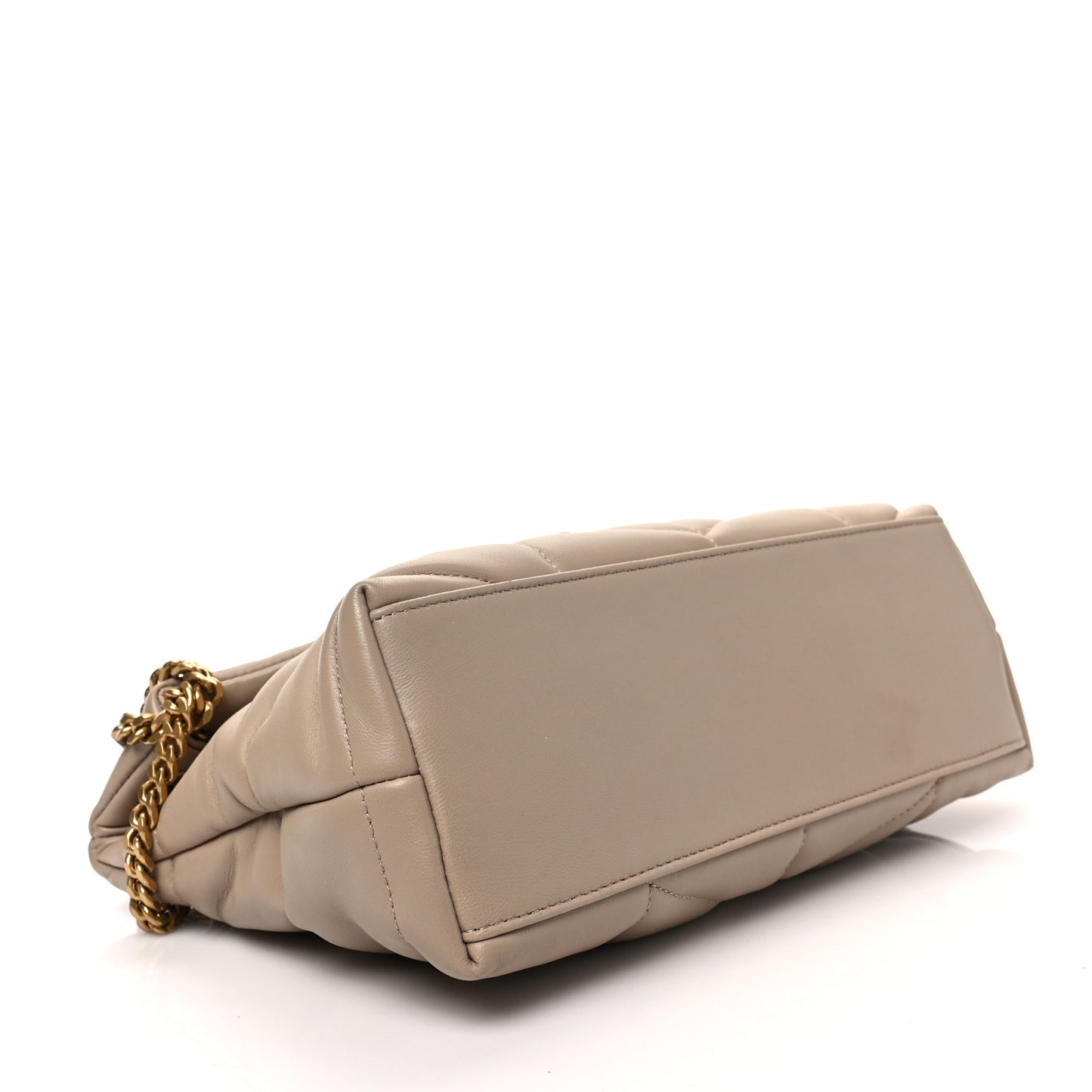 Lambskin Quilted Small Loulou Puffer Monogram Chain Satchel Dark Beige