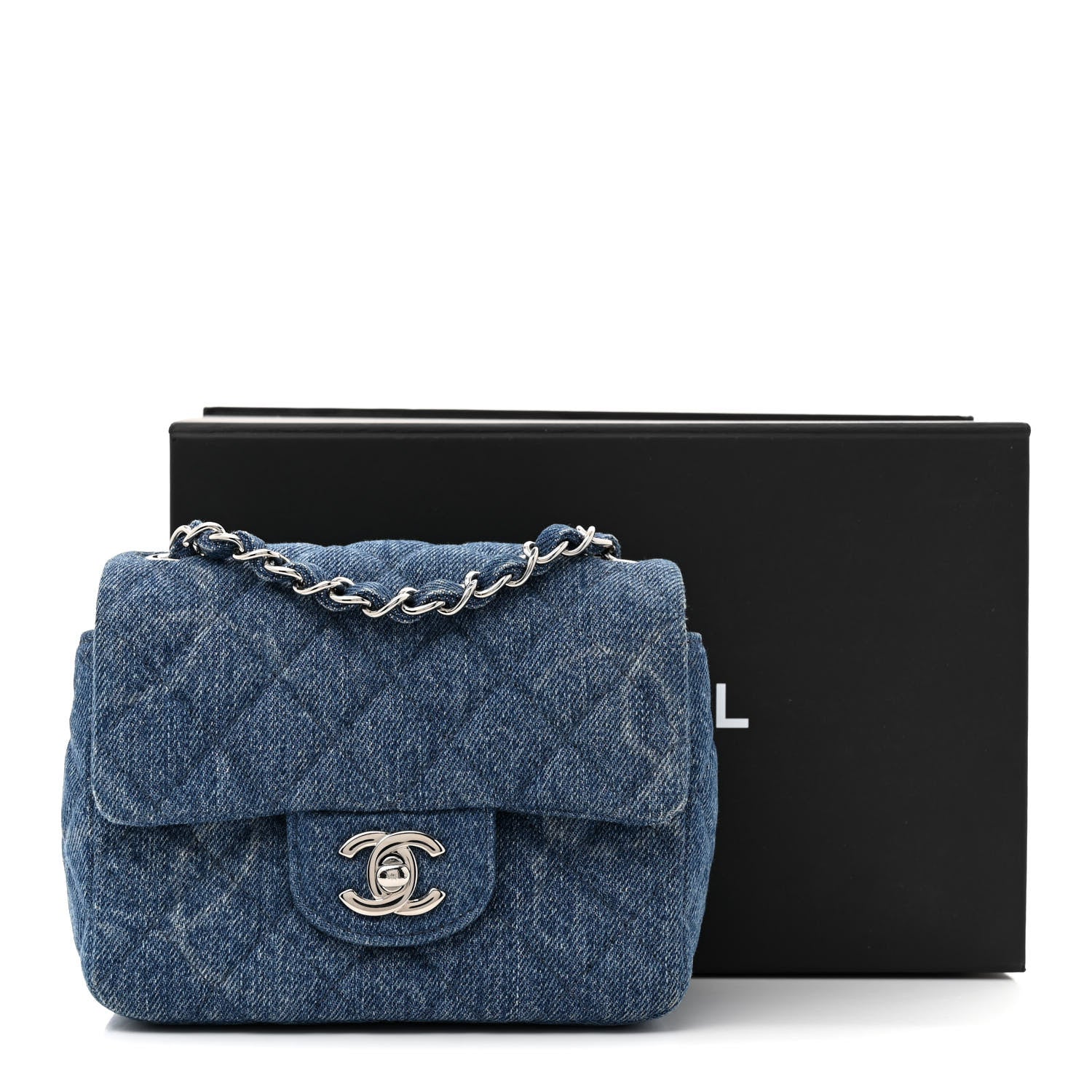 Chanel Denim CC Quilted Mini Square Flap Blue 11 of 11