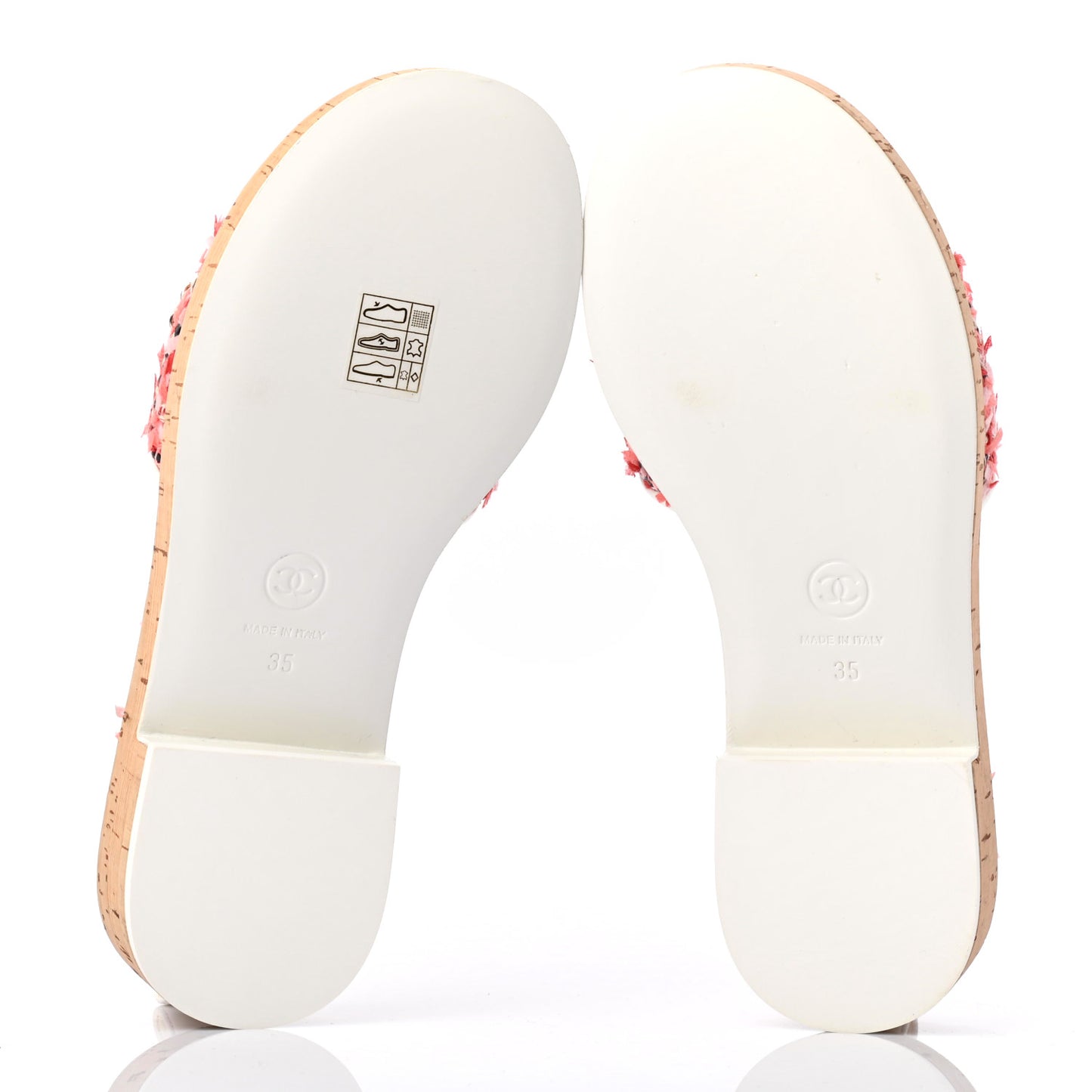 Tweed Cork Mule Sandal 35 Coral Red Pink