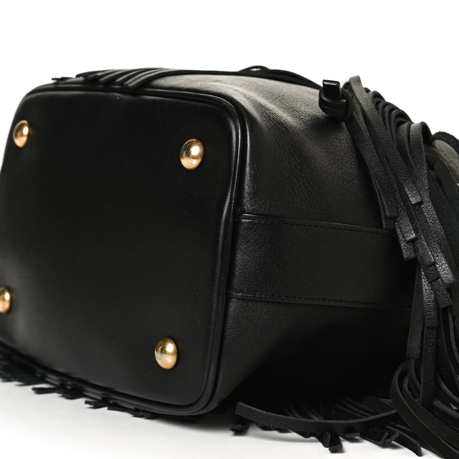 Saint Laurent Calfskin Small Emmanuelle Fringe Bucket Bag Black 5 of 10