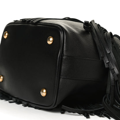 Saint Laurent Calfskin Small Emmanuelle Fringe Bucket Bag Black 5 of 10