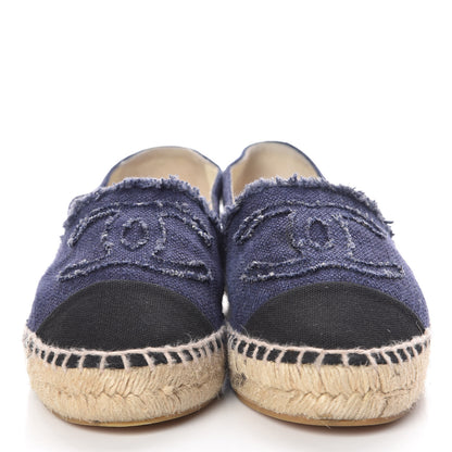 Chanel Denim Toile CC Espadrilles 38 Navy Black 2 of 11