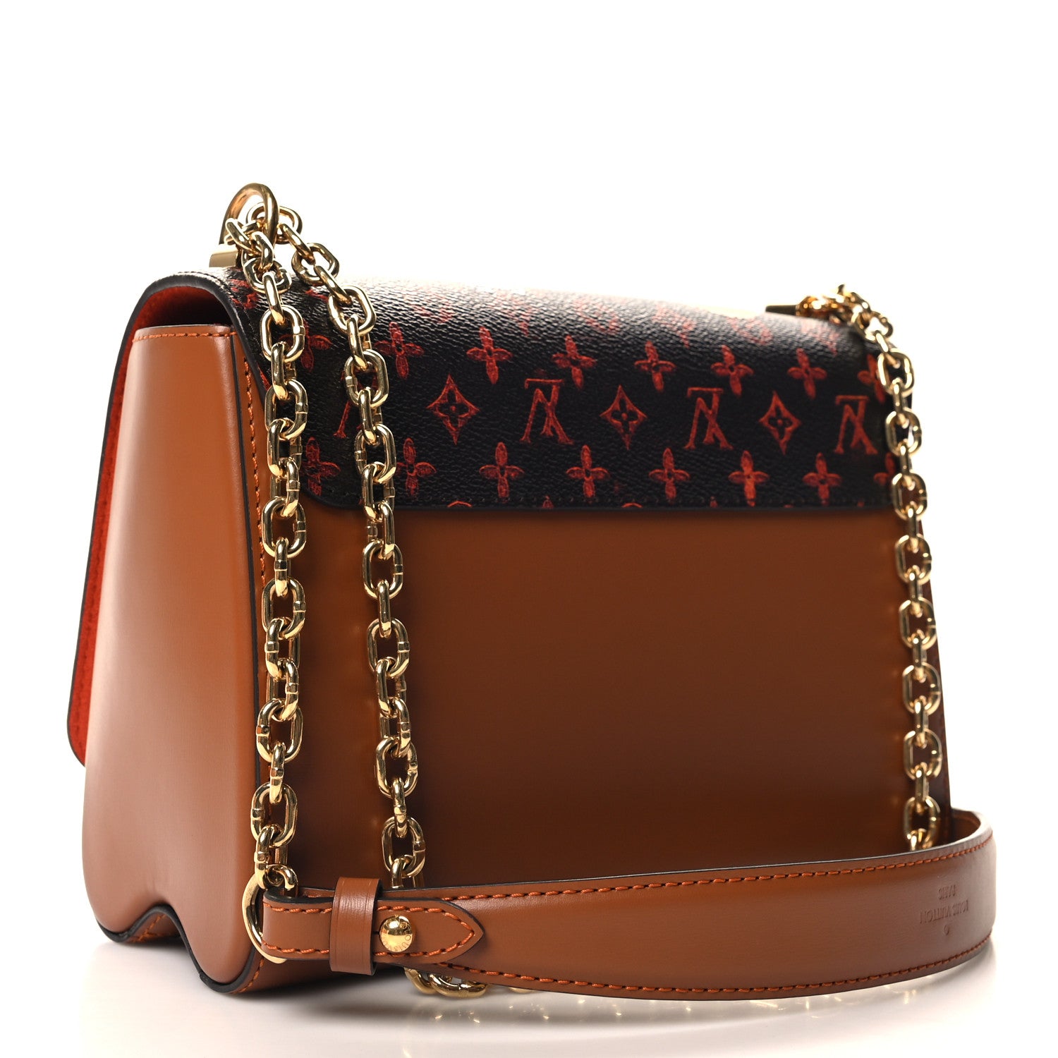 Louis Vuitton Calfskin Catogram Twist Shoulder Bag MM Marron 3 of 10